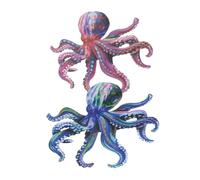 Levemolo 2pcs Metal Octopus Wall Decor Outdoor Garden Patio Iron Wall Hanging Art Ornament Purple and Blue