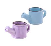 Levemolo 2pcs Mini Ceramic Watering Cans for Indoor Outdoor Plants Thickened Flower Watering Tools in Purple and Blue Simple Style Garden Water Feeder Pots for Succulent and Houseplant Care