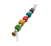 Levemolo 2pcs Parrot Playing Toy Bite Blocks Bell Educational Fun for Cockatiels Parakeets Birds Promotes Exercise Skill Development