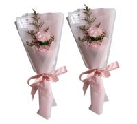 Levemolo 2Pcs Pink Eternal Rose Soap Flower Bouquet Set, Delicate Simulated Rose Bath Soap Flowers for Valentine'S Day, Graduation, Festival Home Decoration