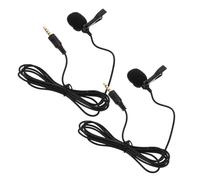 Levemolo 2pcs Portable Lapel Microphone Clip-on for Phones and Laptops with Omnidirectional Capsule, 3.5mm 4-pole Plug, Black Mini Mic for Online Courses and Recordings