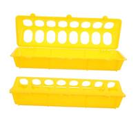 Levemolo 2pcs Poultry Feeder Troughs for Chickens and Small Birds Easy-clean Yellow Water and Food Containers Spill-resistant Design Suitable for Pigeons Parakeets Finches and Home Bird