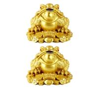 Levemolo 2pcs Resin Desktop Toad Sculptures Three-legged Wealth Frogs Ornament 5.5cm X 4.8cm X 3.8cm Tabletop Office Decor Feng Shui Lucky Charm for Home and Workspaces