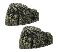 Levemolo 2pcs Resin Turtle Basking Platform Turtles Rock Dock Climbing Ramp Cave Hideout Reptile Terrariums Resting Resin Terrace Stone Hole
