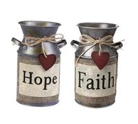 Levemolo 2pcs Retro Iron Flower Buckets Decorative Vintage Style for Home Office Garden Balcony Decor Creative Rustic Adornment Containers