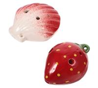 Levemolo 2pcs Shell Strawberry Ocarina C-tune Ceramic Beginner Practice Wind Instrument for Travel and Tourist Souvenir