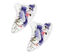 Levemolo 2pcs Six-hole Ceramic Ocarina Alto C for Beginners and Hand-painted Floral Design Ergonomic Mouthpiece for Comfortable Play Instrument for Travel and Outdoor Performance