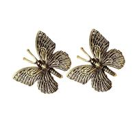 Levemolo 2Pcs Solid Brass Butterfly Figurines Vintage Desktop Decor Miniature Brass Craft Statue for Home Office Decoration