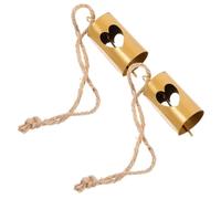 Levemolo 2pcs Vintage Metal Cow Bells for Xmas Decor Decorative Christmas Bells for Parties Weddings and Home Unique Cylinder Hollow Heart Design for Use