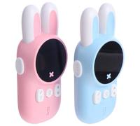 Levemolo 2pcs Walkie Talkies Set, Cartoon Rabbit Handheld Wireless Interphone, Abs Electronic Components, 4 Aaa Batteries, 3km Range, and Teenagers, Supermarkets and Shopping Centres