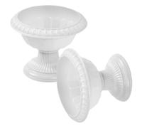 Levemolo 2pcs White Retro Plastic Roman Flower Containers, Front Porch Decorative Plant Holders for Wedding, Home, Garden, and Outdoor Use