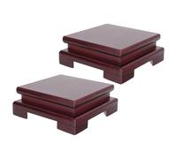 Levemolo 2pcs Wood Display Stand Decorative Base Stand, Square Red Solid Wood Pedestal for Vase, Flower Pot and Indoor Plant Pot, Elegant Farmhouse Home Decor
