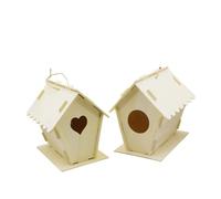 Levemolo 2pcs Wooden Bird Nest Ornament Diy Set, Solid Wood Heart and Round Shape, Garden Decoration and Indoor Home Adornment, Delicate Nest Craft for Bird House Enthusiasts