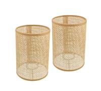 Levemolo 2pcs Woven Rattan Lampshades Ceiling Lamp Covers for Bedroom Floor Lamps Natural Material with Stable Structure Soft Light Diffusion for Home and Hotel Use