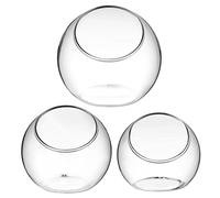 Levemolo 3pc Glass Planters Air Plant Bowl Vases Large Terrarium Pots Decorative Design for Home and Office