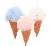 Levemolo 3pcs Bath Sponges with Thickened Hanging Rope, Soft Pe Exfoliating Shower Loofahs for Babies and Adults, Hangable Mesh Pouf Bath Balls for Gentle Body Scrub