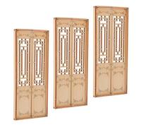Levemolo 3pcs Chinese Architectural Model Miniature Wooden Windows Craft Fairy Supplies Model Village Windows Diy Micro