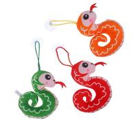 Levemolo 3pcs Plush Snake with Suction Cups Realistic Year Snake Mascot Dolls in Green Red Orange Soft Stuffed Animal for Halloween Pranks Party Favors Educational Play for Boys