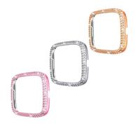 Levemolo 3pcs Protective Watch Cases with Double Row Rhinestone Bling Shell Covers Smartwatch Protective Cover for Women Random Color