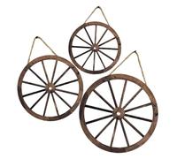 Levemolo 3Pcs Retro Wooden Wagon Wheel Wall Hanging Decor Poplar Wood Rustic Cartwheel Pendant for Indoor Garden Party Vintage Farmhouse Decoration