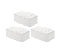 Levemolo 3pcs Wipe Dispenser Refillable Plastic Wipes Container with Lid White No Strange Smell Storage Box for Traveling and Stroller Use