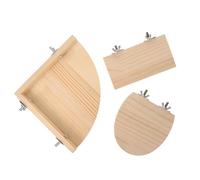 Levemolo 3pcs Wooden Parrot Stand Platform Set for Bird Cages - Large Semi-circular Base, 15×8cm Small Solid Wood Perch, and Triangular Wood Stand - Pet Bird Climbing and Resting Board