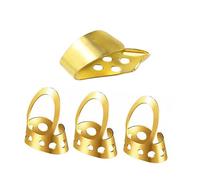 Levemolo 4 Pieces Adjustable Thumb Pick for Guitar and Banjo, Stainless Steel Hollowed Design to Protect Fingers from Injury, Golden Colour Musical Instrument Picks