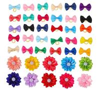 Levemolo 40pcs Dog Hair Bows for Small Dogs Puppy Hair Bows Rubber Bands for Grooming Dress up