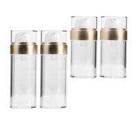 Levemolo 4pcs Airless Pump Bottles, Lotion Dispenser with Pump, Plastic Dual Layer Vacuum Cosmetic Container, 30ml 50ml, Matte Gold Finish, for Cream Lotion Moisturizer, Travel