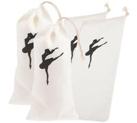 Levemolo 4pcs Canvas Ballet Dance Shoe Bag with Drawstring Organizer Keeps Pointe Shoes Safe and Dry for Ballet Dance Accessories Size 13x27cm