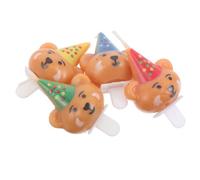 Levemolo 4pcs Cartoon Bear Birthday Cake Candles with Smile Playful Party Decorations Cupcake Toppers for Easy Plug In Design for Festive Celebrations and Birthday Favors