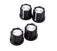 Levemolo 4pcs D Type Shaft Aluminum Pot Knobs Black and Silver Guitar Bass Knob Buttons for Enhanced Control Lightweight and Durable Design for Vintage and Classical Guitars
