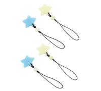 Levemolo 4pcs Glow the Dark Star Phone Chain Pendant Charm with Lightweight Plastic and Braided Rope, Resistant to Fading, for Phone Case Decoration and Backpack Hanging