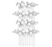 Levemolo 4pcs Handmade Rhinestone Pearl Hair Comb Side Clips for Brides and Bridesmaids, Lightweight Metal Vintage Wedding Hair Accessories for Indoor Wedding Setting