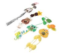 Levemolo 4pcs Interactive Cat Toys Catnip Retractable Fun Teaser Playthings for Indoor Cats Includes Cute Yellow Chick Owl Green Bird and