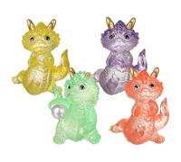 Levemolo 4pcs Miniature Dragon Ornaments Micro Landscape Decoration for Mini Garden Bonsai Plant Pot Party Decor Lightweight Cute Chinese Year Figurines in Green Yellow Purple Red