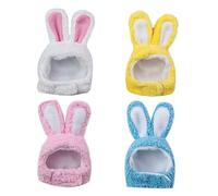 Levemolo 4pcs Pet Hats for Cats and Dogs Rabbit Ear Design Lightweight Comfortable Warm Autumn Winter Photo Props in White Yellow Blue and Pink