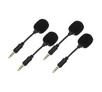 Levemolo 4pcs Portable Noise Reduction Microphone for Laptop and Mobile Phone, Mini In-line 4-pole Recording Mic with Direct Plug, Black Noise Canceling Mic for Live Streaming and Singing