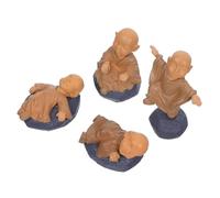 Levemolo 4pcs Resin Monk Statue Cute Small Buddha Figurines Lightweight Miniature Desktop Decorations for Micro Landscape Flower Pot Ornaments