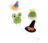 Levemolo 4pcs Small Pet Knitted Hats for Birds and Lizards, Adjustable Polyacrylic Fiber Caps, Safe and Comfortable Mini Hats for Family Portraits and Birthdays