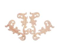 Levemolo 4pcs Solid Wood Carved Corner Onlays Unpainted European Style Furniture Appliques for Door Cabinet Wardrobe Bed Elegant Sophisticated Decorative Wooden Carvings Easy to Install