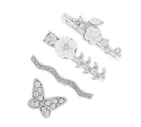 Levemolo 4pcs Watch Strap Charms Alloy Ring Loops for Smartwatch Bands | Silver Butterfly and Flower Accents, Secure Silicone Fit, Easy to Use, Stylish Upgrade for Daily Wear and Evening Outings