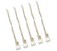 Levemolo 5pcs 8ml Small Reusable Glass Perfume Bottles with Wooden Caps, Delicate Car Aroma Diffuser Containers for Hanging Air Freshener, Suitable for Car Interior to Boost Mood and Relax