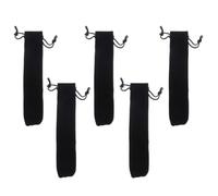Levemolo 5pcs Drawstring Pen Sleeve Black Lint Pouch for Children | Single Pen Storage, Flannelette Sleeve with Drawstring Closure, Compact 3x16cm Size, Set of Five