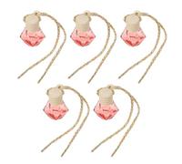 Levemolo 5pcs Hanging Perfume Bottle Hanging Essential Oil Diffuser 8ml Red Glass Rope and Cork for Car Interior Air Freshener Empty Bottle Random Color