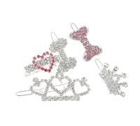 Levemolo 5pcs Pet Hair Clips for Dogs Cute Crown and Bone Shapes Stylish Hair Styling Accessories Secure Hold for Daily Wear and Special Occasions Pet Owners