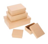 Levemolo 5pcs Rectangle Kraft Paper Storage Box Set Lid for Jewelry Decorations Elegant Design for Special Occasions and Home Use