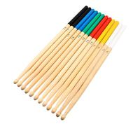 Levemolo 6 Pairs 7a Maple Wood Drumsticks Set, Anti-slip Colored Drumsticks for Electronic and Acoustic Drums, Professional Percussion Drum Hammers in White, Blue, Yellow, Green, Black, Red