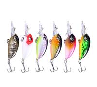 Levemolo 6pcs Bionic Plastic Fishing Lures Set 6cm 5g Floating Artificial Bait with #10 Hooks for Bass Pike Trout Fishing in Freshwater and Saltwater