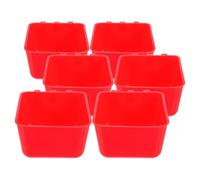Levemolo 6pcs Hanging Rabbit Food and Water Bowls for Birds and Small Animals, Pe Material, Resistant to Deformation, Easy Removal Design, for Pet Care Routine, 12.5x9.5x6cm Red Feeding